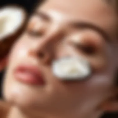 Coconut Oil Application for Hydration Close-up of coconut oil being applied to smooth skin