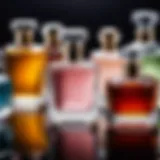 A close-up of perfume bottles reflecting elegance and variety