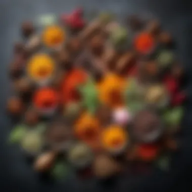 Artistic Representation of Spices and Fragrances An artistic representation of spices and fragrances intertwining.