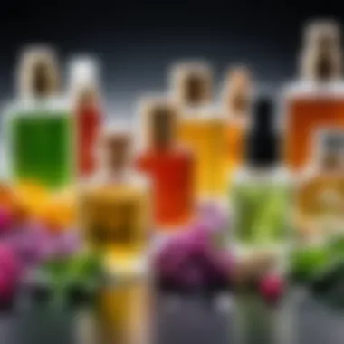 Close-up of aromatic compounds used in cologne