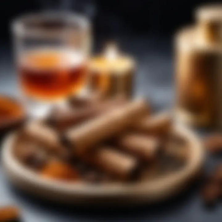 An aromatic blend of spices and tobacco displayed in a stylish setting.