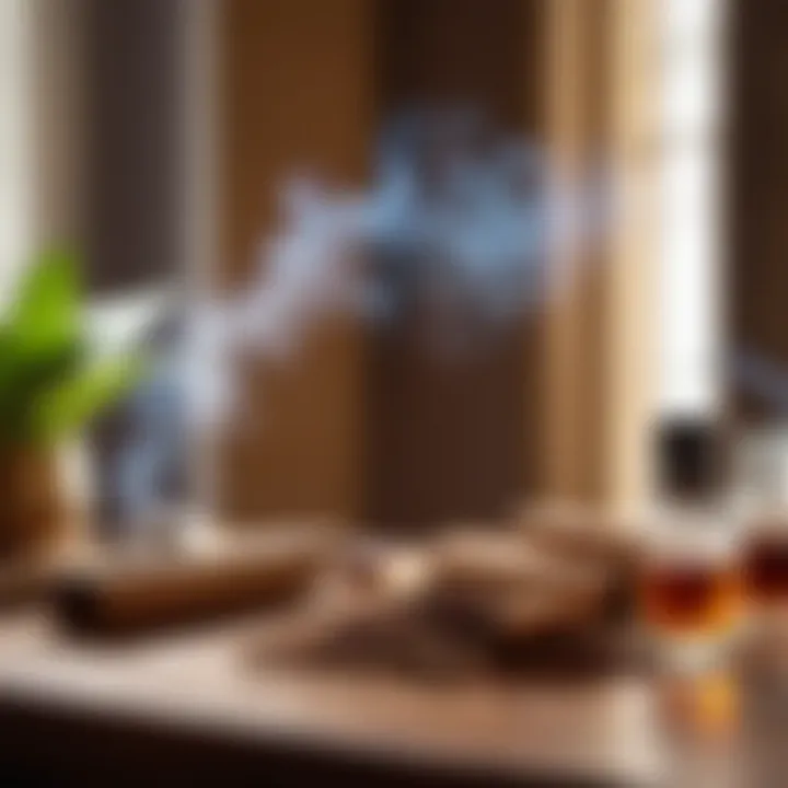 A serene atmosphere with tobacco notes wafting through a cozy room.