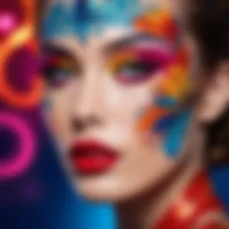 Vibrant artistic makeup showcasing bold colors and intricate designs