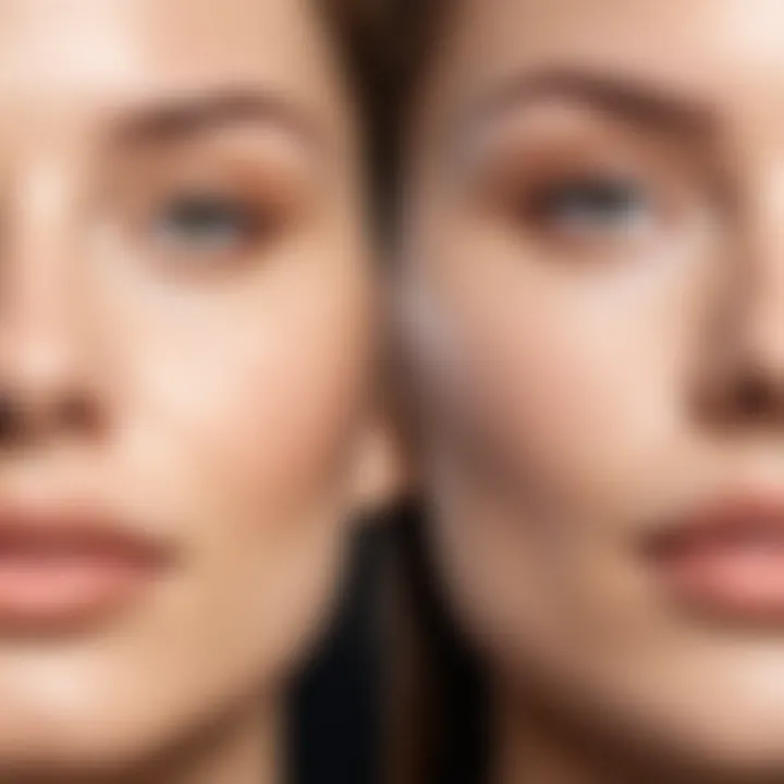 Before and after skin improvement using niacinamide