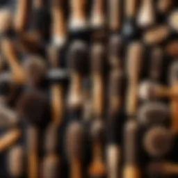 A collection of various hair brushes showcasing their unique designs and bristle types.