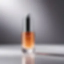 A close-up of a luxurious retinol serum bottle reflecting light