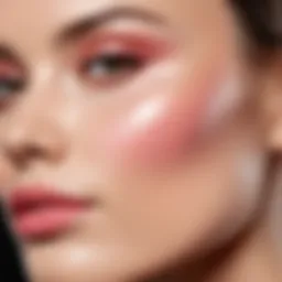 Application technique of blush on cheekbones