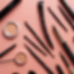 Elegant eyebrow shaping tools arranged neatly