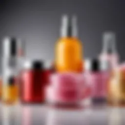 Elegant glass jars showcasing various cosmetic products