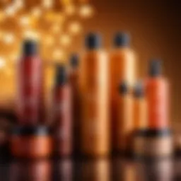 A vibrant display of keratin hair care products arranged elegantly