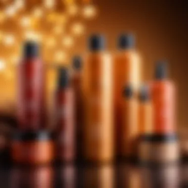 A vibrant display of keratin hair care products arranged elegantly