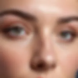 Close-up of flaky skin under eyebrows