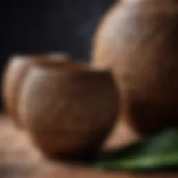 Coconut vessel showcasing intricate design