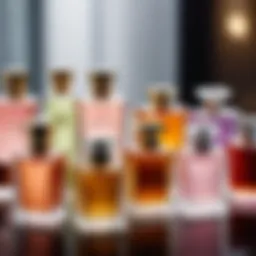 Elegant display of various perfume bottles