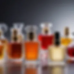 Luxurious perfume bottles with varying concentrations