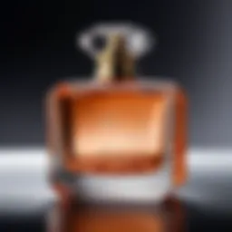 A close-up of a luxurious perfume bottle with an elegant design.