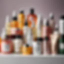 Diverse range of skincare products arranged aesthetically