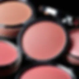 Diverse range of Blush cosmetics displayed artistically