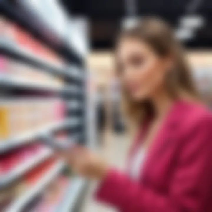 A savvy shopper comparing prices and discounts on beauty items