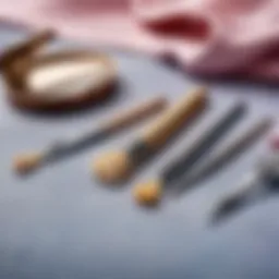 Elegant cuticle care tools arranged on a soft surface