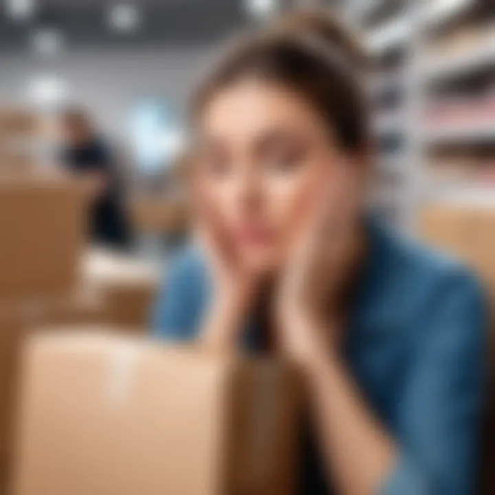 A frustrated customer waiting for a package
