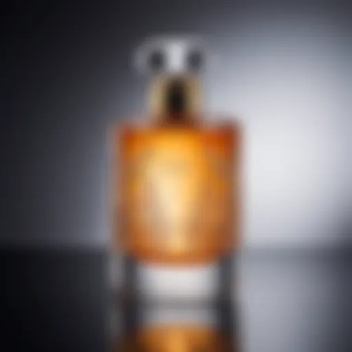 An elegant bottle of perfume showcasing its intricate design