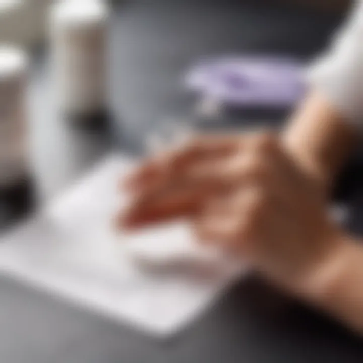 A hand testing different scents on paper strips