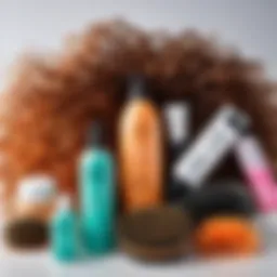 A variety of detangling products arranged aesthetically