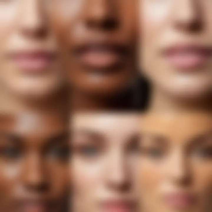 Close-up of skin types represented by different textures