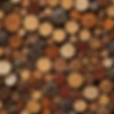 Various types of Eastern woods arranged artistically, highlighting their textures