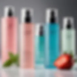 A selection of hydrating toners showcasing their distinctive packaging and textures.