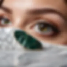 A close-up of luxurious eye patches on a marble surface