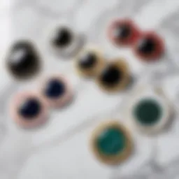 Various eye patches displayed elegantly on a marble surface