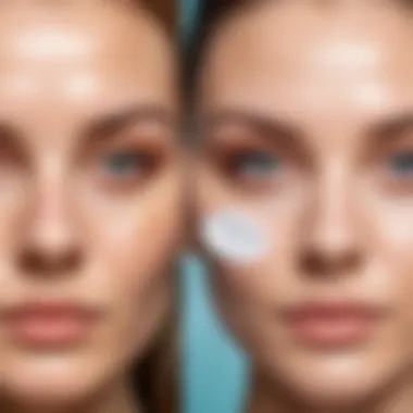 Before and after skin condition showing the effect of eye patches
