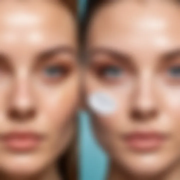 Before and after skin condition showing the effect of eye patches