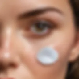 Close-up of eye patches applied to the skin