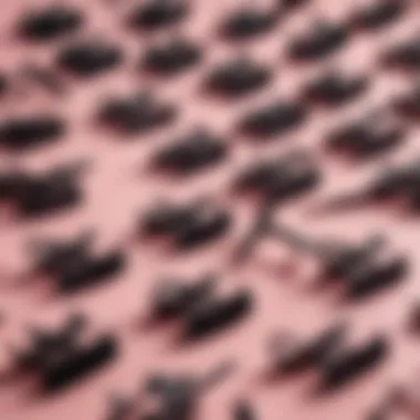 A selection of different eyelash curlers arranged aesthetically.