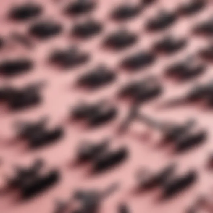 A selection of different eyelash curlers arranged aesthetically.