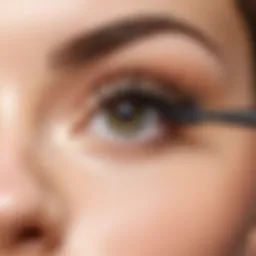 A close-up view of eyelash primer applied on a brush