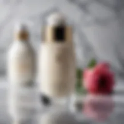 Luxurious facial milk bottle on a marble surface
