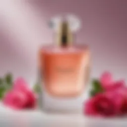 Elegant perfume bottle adorned with a floral cap