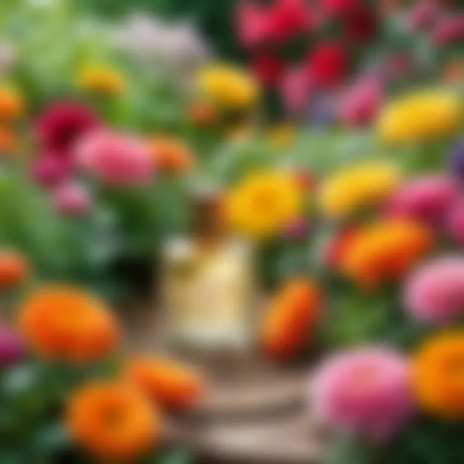 A lush garden filled with vibrant flowers representing various floral scents