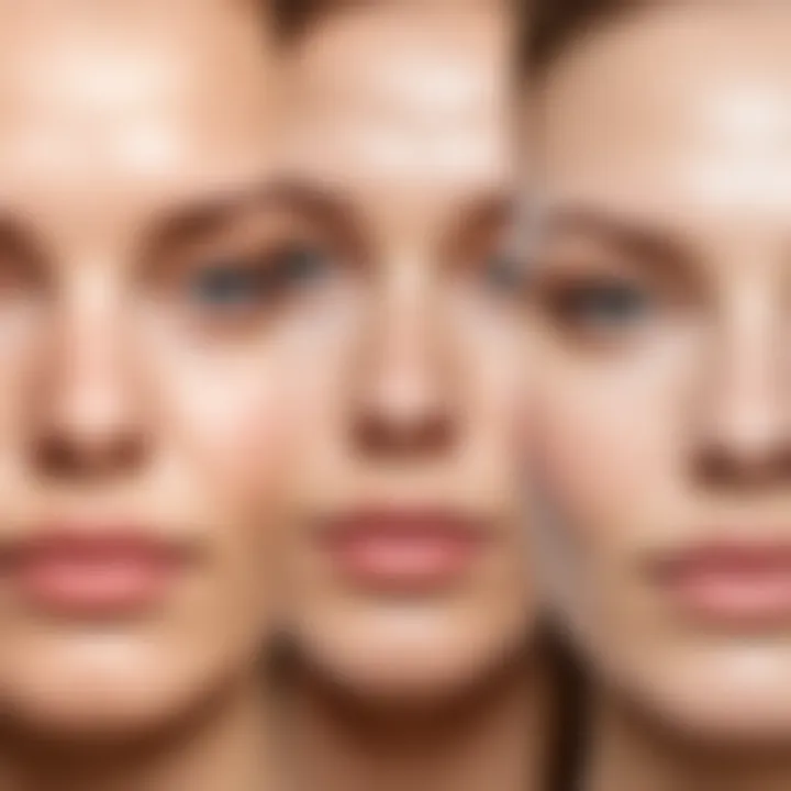Before and after skin treatment with glycolic acid