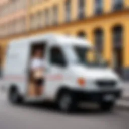 Delivery van showcasing cosmetics