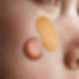 A close-up of a cosmetic patch on smooth skin showcasing its texture and adherence.