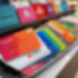 Gift card display at a store