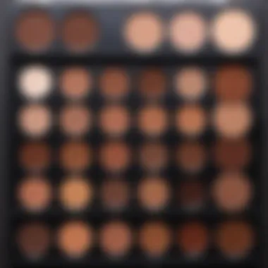 Swatches of various eyebrow colors on a palette.