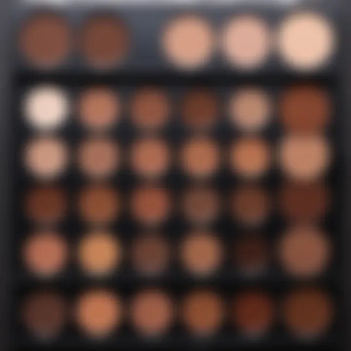 Swatches of various eyebrow colors on a palette.