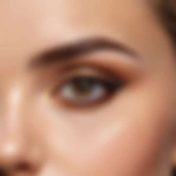 A close-up view of perfectly colored eyebrows showcasing a flawless finish.