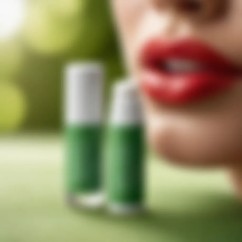 Close-up of a lip balm tube on a natural background